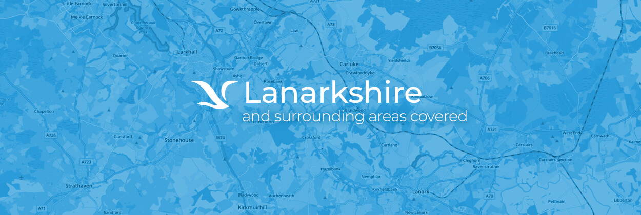 Lanarkshire service area map for stairlift surveys, installation, and maintenance